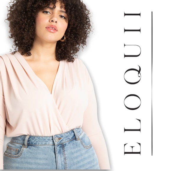 ELOQUII | Draped Surplice Bodysuit - Picture 2 of 5